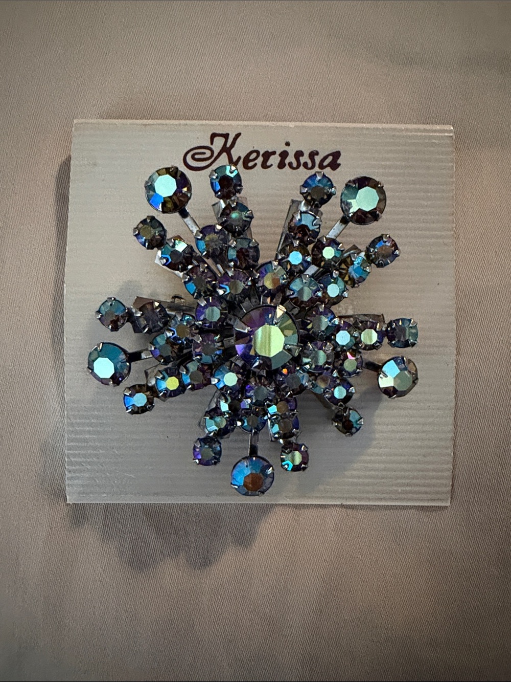 Blue Aurora Crystal Burst Brooch